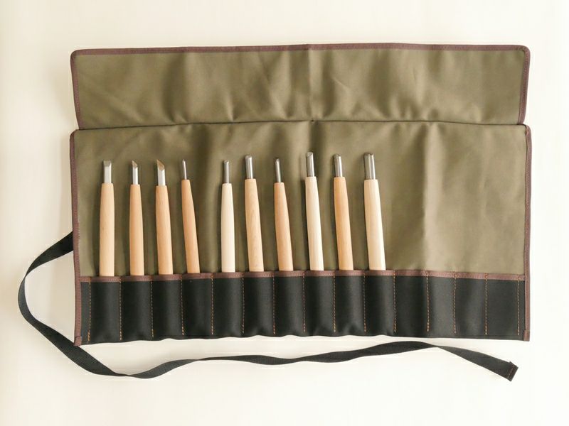 ハイス彫刻刀 10本組セット　キャンバスケース付き